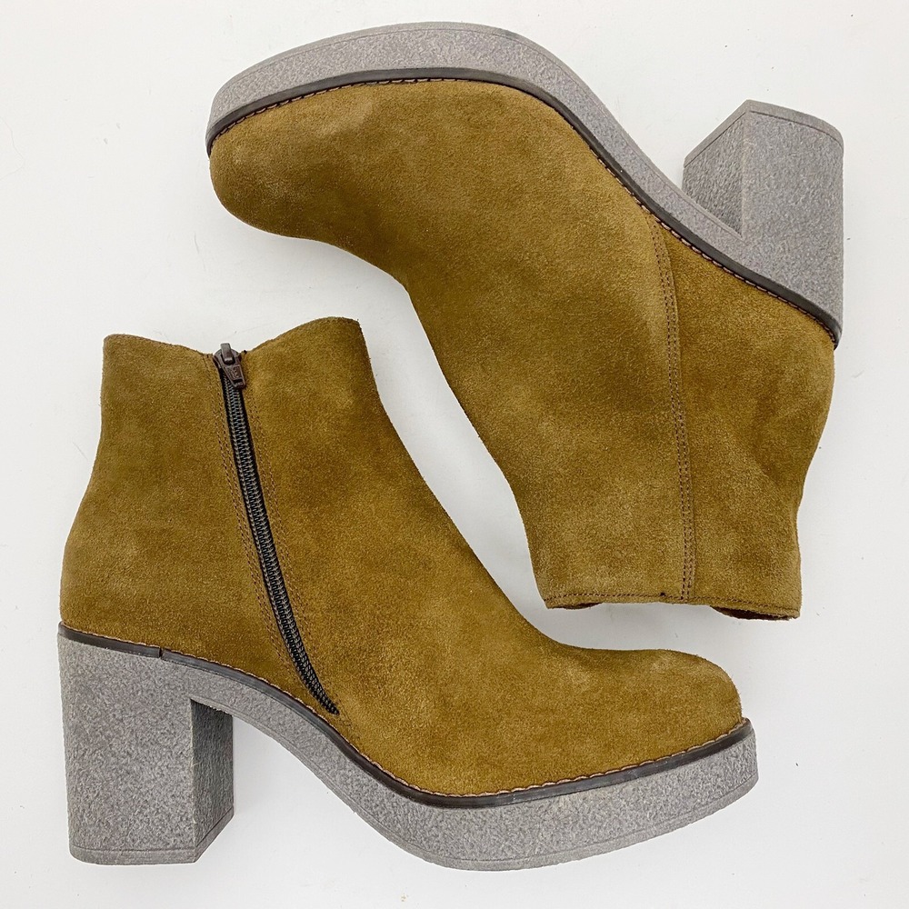 Oroscuro Camoscio Sigaro Brown Suede Platform Block Heel Ankle Boots Women 40 EU